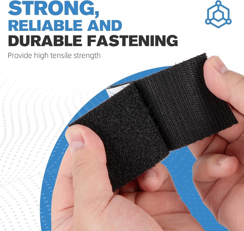 Surekeep Hook and Loop Tape 2" x 22ft, Self Adhesive Strips with Strong 9448A Backing, Interlocking Nylon Fabric Fastener for Heavy Duty Applications, Carpets, Cushions, Garage, Outdoor Black - Image 2